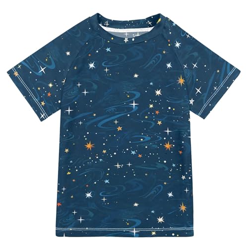 Starry Night Stars Kids Bathing Suits Girls Sun Protection Teen Clothing Swimwear Beach Tops 3T