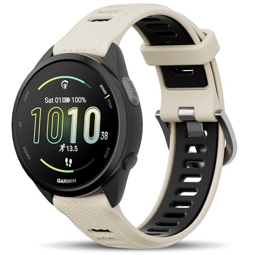 Farluya 20mm Silicone Watch Bands Compatible with Garmin Forerunner 165/55/Vivoactive 5/6 Soft Waterproof Quick Release Sport Strap for Venu Sq 2/ Forerunner 245/645/Vivoactive 3 Women Men