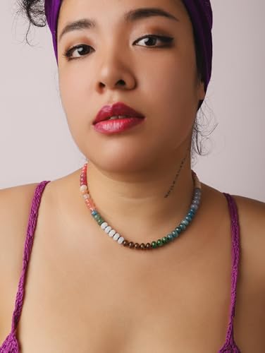 Sacina Trendy Boho Colorful Beaded Crystal Choker, Y2k Summer Beach Necklace, Boho Necklace, Hippie Jewelry, Christmas Jewelry Gift for Women3