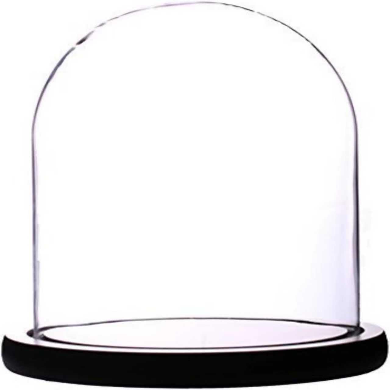dome with base glass cloche Glass Cloche Bell Jar Display Dome with Black Wooden Base 6" x 7" (6 * 7)(1 pack)