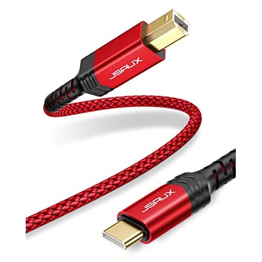 JSAUX USB B to USB C Printer Cable 10ft, USB C to USB B Printer Cable Nylon Braided, USB C MIDI Cable Compatible for MacBook Pro, HP, Epson, Canon, Brother, Lexmark, Xerox Printers and Scanner-Red