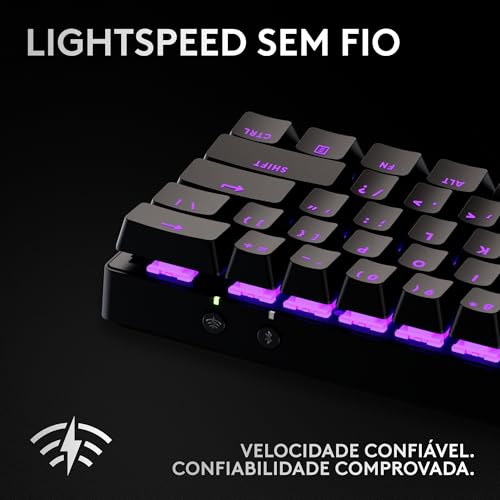 Teclado Mecânico Gamer Sem Fio Logitech G PRO X 60 LIGHTSPEED com Design Ultra Compacto TKL 60%, Swi
