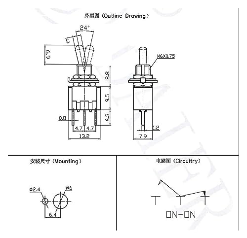 Interrupteur à bascule à pédale 3 broches 250VAC pour PCB