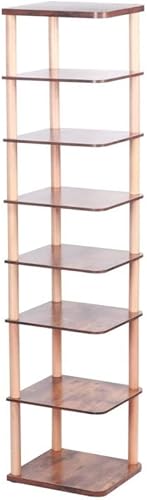 Zapateroorganizador vertical estrecho de 8 niveles, elegante soporte de almacenamiento de zapatos de madera que ahorra espacioestantetorre de pie