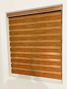 Zebra Blinds Wooden Window Blind for Windows or Outdoor Home Decor (W140 X H180 cm, Brown)