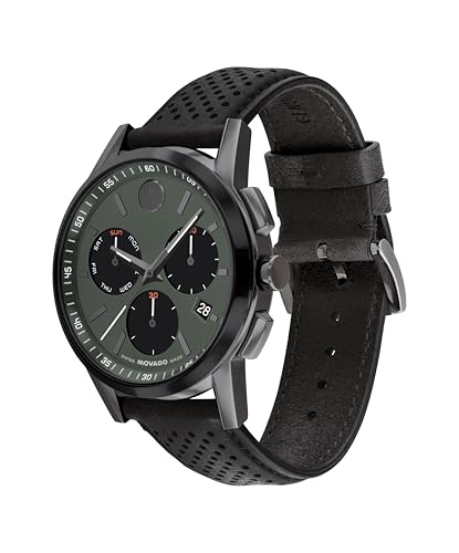 Movado Museum Sport Men's Luxury Chronograph Watch - Swiss Quartz Movement, Calfskin Strap, Water Resistance 30 Meters (3ATM) - Stylish Sports Timepiece - Gift for Him - 43mm2