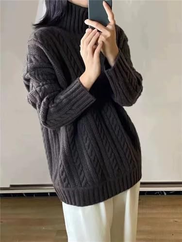 Ownwfeat Women's Long Sleeve Turtleneck Cashmere Sweater Wool Knit Sweater3