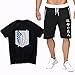 ZOSUO Attack on Titan Homme Shorts Et Manches Courtes Cosplay Recon Corps Loisirs Survêtement Plage Jogging Casual Vacances Garçon T-Shirt Vêtements D'anime,Noir,XXXXXXL