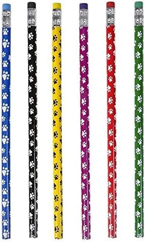 Srenta 48 pcs Paw Print Pencils for Kids, Colorful Assortment Pencils with Eraser, Perfect for Classroom Birthday Parties Gifts & Rewards