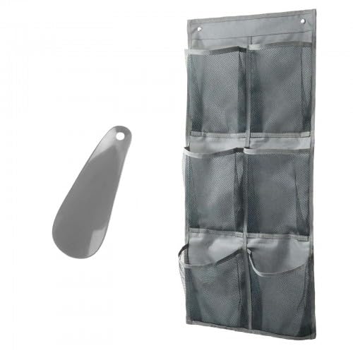 Naapesi 6-Pocket Over The Door Shoe Organiser โ Breathable Mesh Shoe Rack for Space Saving Storage Up to Size 45 โ Includes 2 Hooks & Shoe Horn
