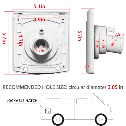 Hwhongrv RV WATER INLET With Cover, Gravity Water Fill Inlet With Square Bayonet Style Cap Magnetic Attraction And Lock Keys, Fresh Water Connection For Rv Camper Motorhome Boats thumb #4