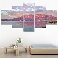 SIGNWIN 5 Panel Canvas Wall Art Modern Art Beach Dramatic Island Landscape Multicolor Photography for Home Decorations Ready to Hang - 60