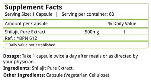 nature's velvet Shilajit Pure Extract for Youth and Stamina 500 mg 60 Veggie Capsules (1+1) - Image 2