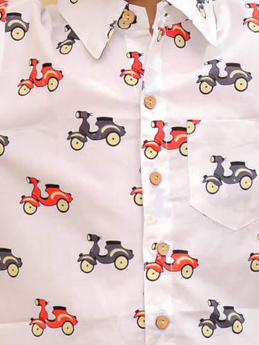 Image of superminis Boys Coordinated Set With Printed Rayon /Cotton Shirt and Shorts