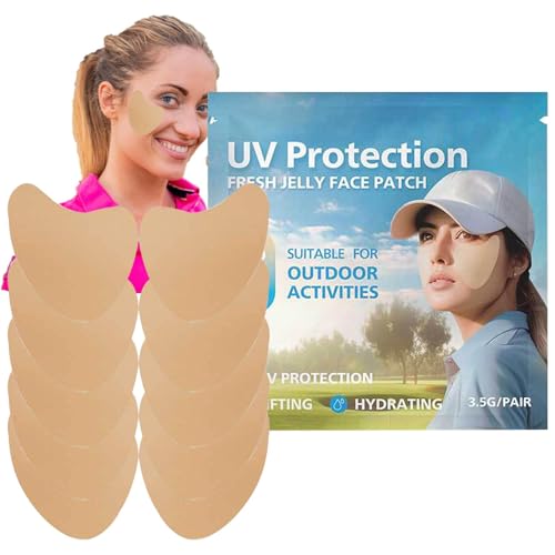 ゴルフフェイスパッチ | 5組 UVフェイシャルパッチ、クリアUVフェイシャルゴルフパッチ、UVプロテクションフェイスアウトドアプロテクションサンパッチ 日焼け防止