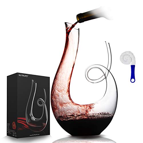 Decantador para Vino de NUTRIUP Crystalex Soplado a Mano sin Plomo Aireador de Vino Tinto Jarra de Vino Tinto Accesorios de Vino & Cepillo de Limpieza