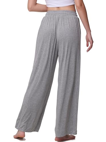 Image of Veseacky Women's Wide Leg Lounge Pants Yoga Pajamas Comfy Stretch Drawstring Pajamas Puls Size Dance Bottoms S-4XL
