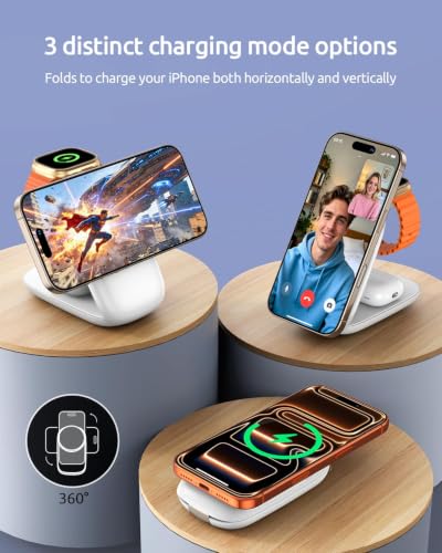 Vexirum 3 in 1 Charging Station, Foldable Magnetic Travel Wireless Charger - image 7