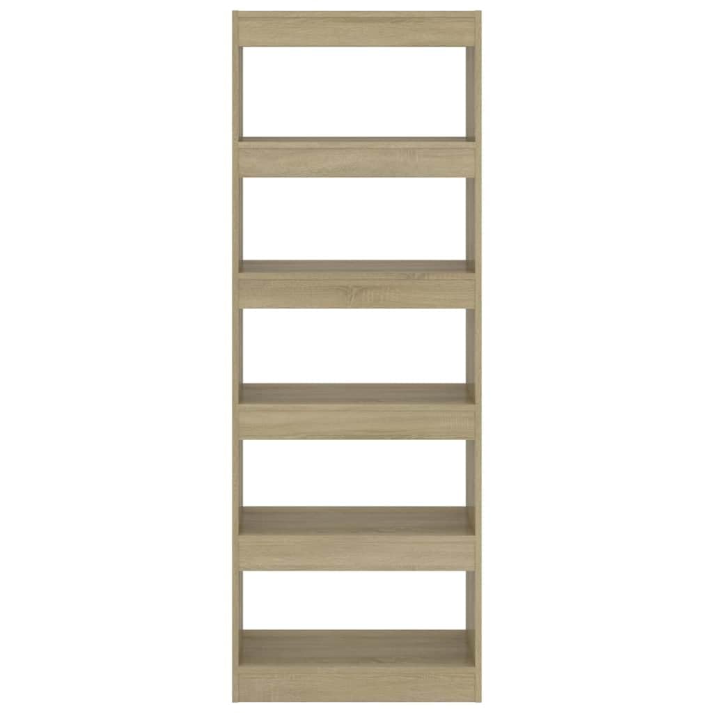 Libreria in rovere Sonoma, 60 x 30 x 166 cm, in legno, divisorio con vano portaoggetti, sistema di scaffale aperto per soggiorno, ufficio, studio, salvaspazio e versatile