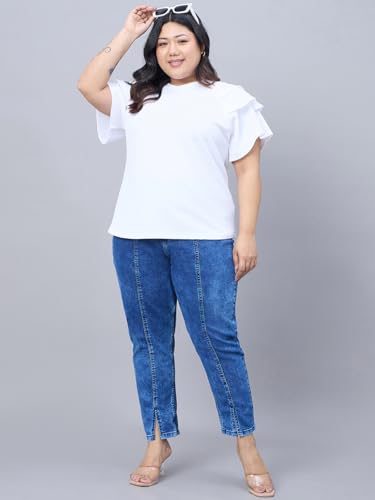 Top blanc en maille polyester pour femme Style Quotient Plus