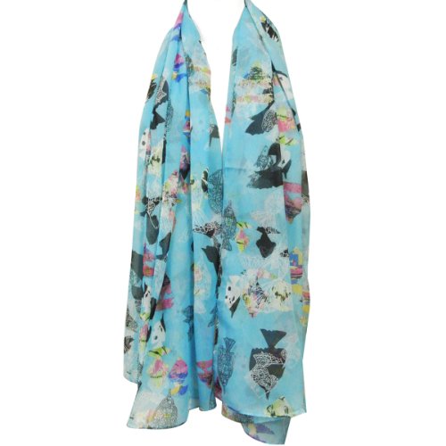 Wrapables Chiffon Under the Sea Fish Pattern Long Scarf2