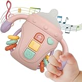 Baby Musical Toys,Sensory Learning Toy with Music and Lights,Pacifier Teething Musical Toys,Rattle Toy for Toddlers,Boys and Girls Gifts(A-Pink)