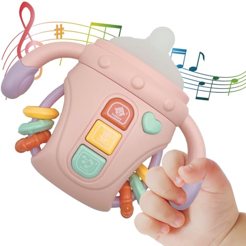Image of Baby Musical Toys,Sensory Learning Toy with Music and Lights,Pacifier Teething Musical Toys,Rattle Toy for Toddlers,Boys and Girls Gifts(A-Pink)
