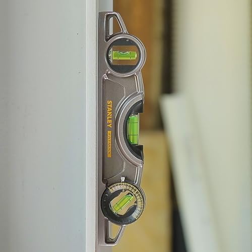 Bild 2 - STANLEY FatMax Pro Torpedo-Wasserwaage Klein - Wasserwaage magnetisch aus Aluminium (magnetisch, 25 cm Länge, horizontale/vertikale/45°-Libelle) 0-43-609, Grau