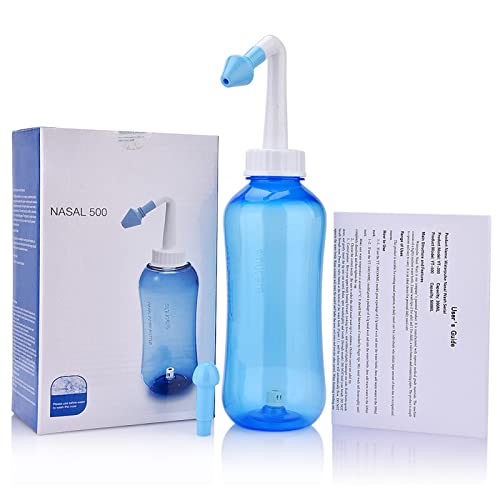 Neti Pot Sinus Rinse Bottle - 500ml 17oz Nasal Wash Bottle Nose Allergy Cleaner Pressure Nasal Irrigation System for Adult & Kid Nasal Care BPA Free
