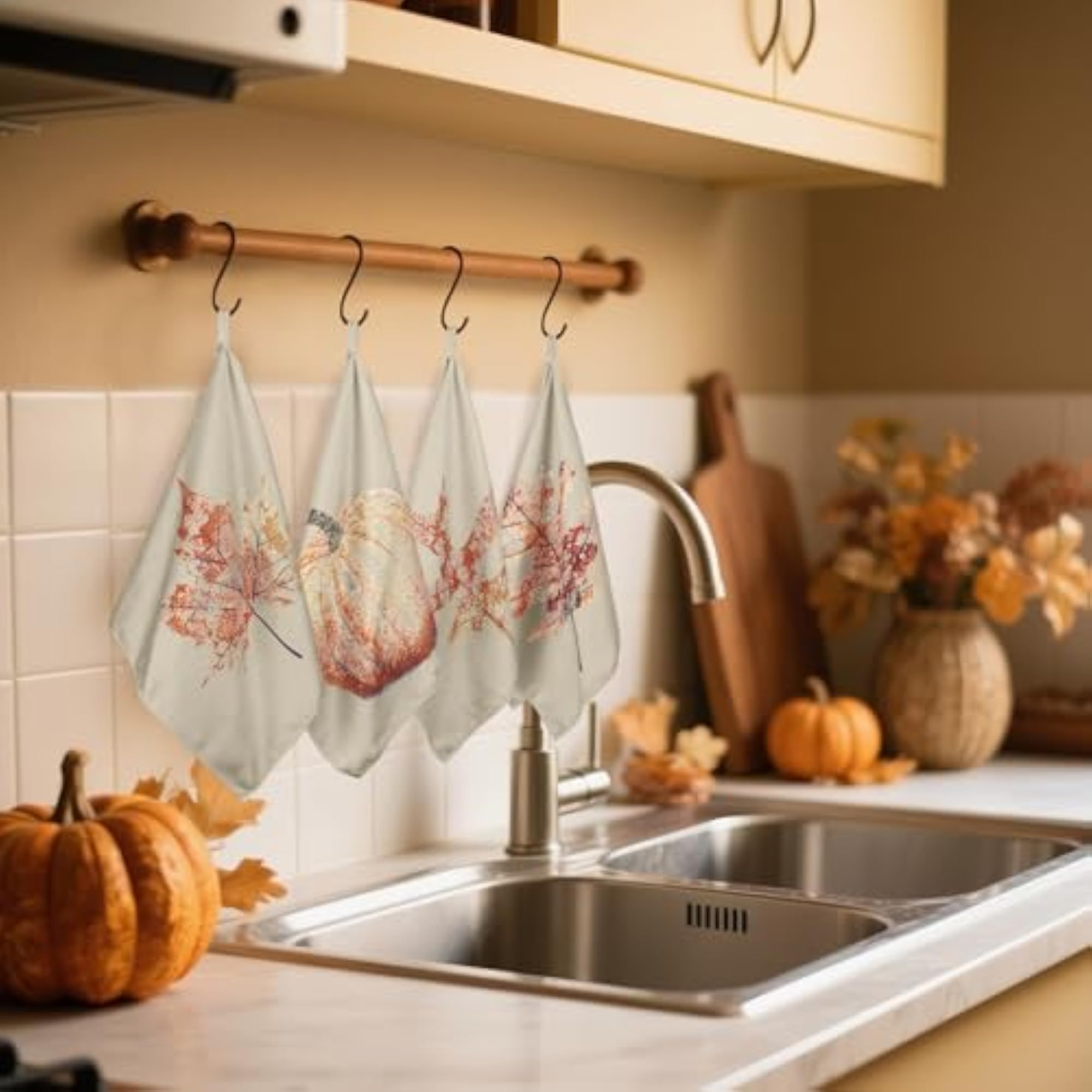 4 Set Fall Pumpkin Kitchen Towels