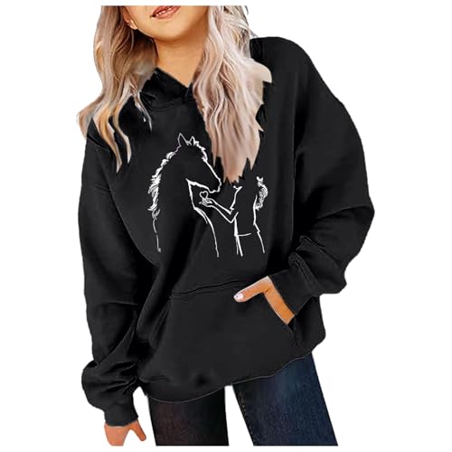Sweat à capuche pour filles motif cheval résistant et doux - 2