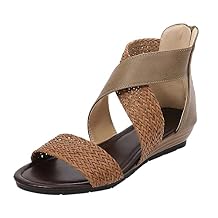 Braided Sandals for Women,Fashion Strap Zipper Wedge Heel Boho Sandals Casual Beach Vintage Roman Shoes