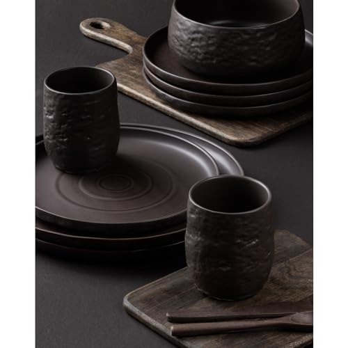 Stone by Mercer Project SHOSAI 16-Piece Stoneware Dinnerware Set, Plates and Bowls Set, Modern Dishware Set fo 4, Black by STONE BY MERCER PROJECT - Image 5