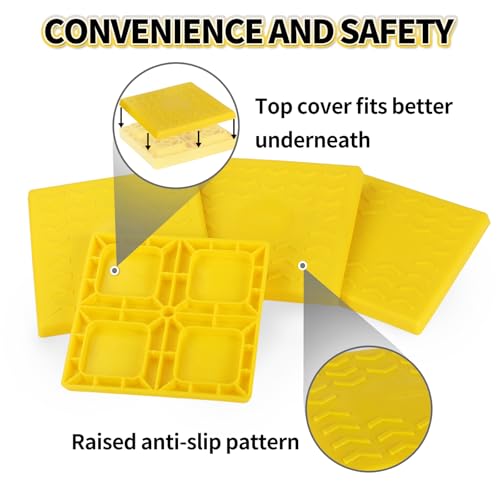 Image of OULEME RV Leveling Block Top Cover, 4 Pack RV Jack Pad Cap, Interlocking Leveling Pad Cap for Camper Travel Trailer