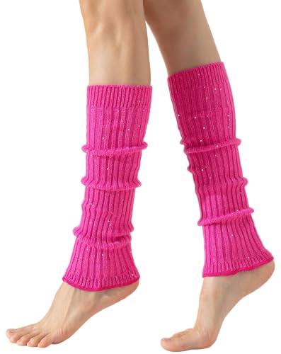 Image of Yawlsow Leg Warmers for Women Girls Y2k Knit Ruffle Leg Warmer Winter 80s with Sequins, Japanese Kawaii Harajuku Accessories