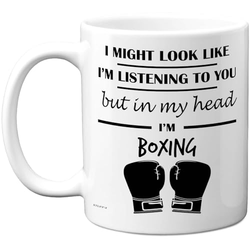 Stuff4 Boxing Gifts - in My Head Mug - Funny Gift for Boxing Lover Men Women - 11oz Premium Ceramic Dishwasher Safe White Handle Mugs Novelty Cup