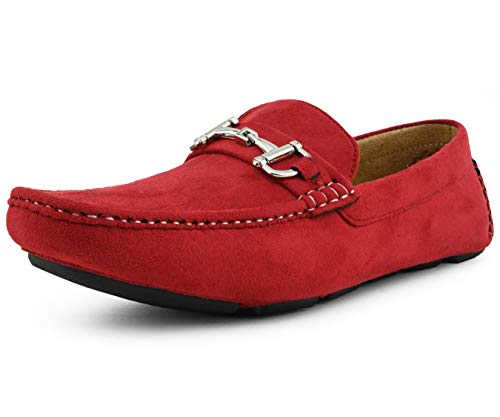 Amali Norwalk - Men's Casual Driving Shoes - Slip On Shoes, Mens Slippers, Loafers For Men - Men's Moccasins - Designer Shoes - Red, Size 10.5 #TOP1