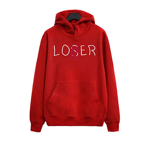 Haobing Femme Sweat à Capuche Partnerlook Hoodies Loser & Lover Imprimé Manches Longues Partenaire Pullover (Rouge Blanc #À Capuche, CN S) Cover