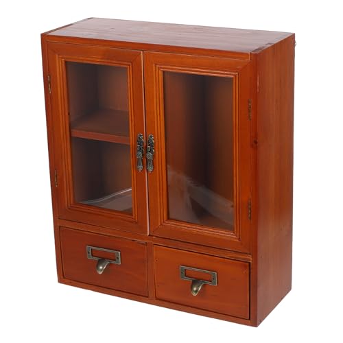 ULTECHNOVO Armario de pared vintage de madera para primeros auxilios, armario de almacenamiento pequeño, mini vitrina versátil para casa y oficina