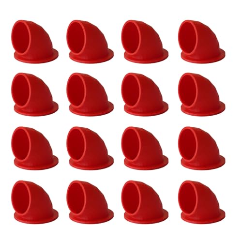 PIAOLGYI 16 Pcs 1.5 Inches Quail Feeder Ports DIY Automatic Poultry Feeder No Waste DIY Feed Ports (Red)