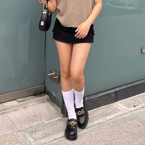 Image of BEAU TODAY Chunky Loafers Women,Leather Platform Loafers for Women,Lug Sole Slip On Chain Shoes,Comfortable Work Office Business Casual Office Dress Shoes