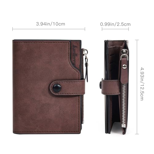 Image of Wallet for Men Large Capacity Leather RFID Blocking Trifold Wallet with 2 ID Windows and 15 Card Holders
