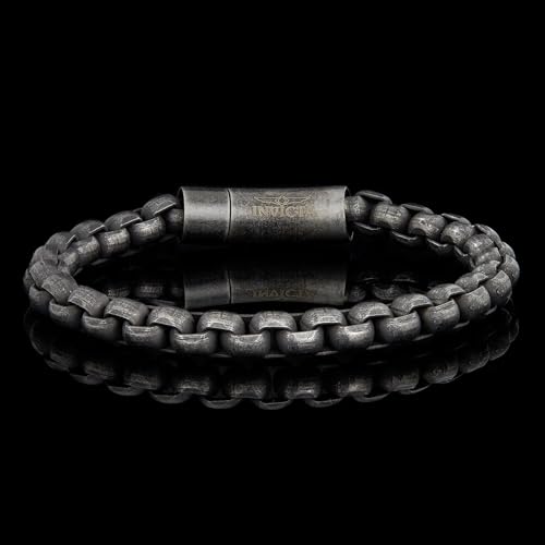 Invicta Bracelet for Men, Stainless Steel Chain Jewelry, Polished Box Links, 8mm, 9"3