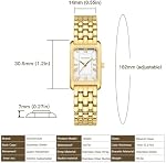HOLSTOUR Montres pour les femmes Vintage Bracelet Roman Cadran Rectangulaire Cas montre en or Imperméable avec outils