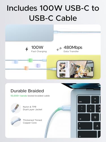 Image of UGREEN Nexode Air 65W USB C Charger, Foldable Mini Charger Block Fast Charging with USB C Cable, GaN Charger for MacBook Air /Neo /Pro, iPhone 17 16, Galaxy S26 /S25, iPad, Blue