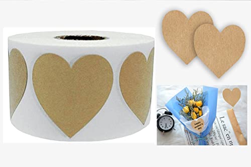 Wootile WOOTILE214 2 Inch Large Natural Kraft Heart Shape Stickers cover