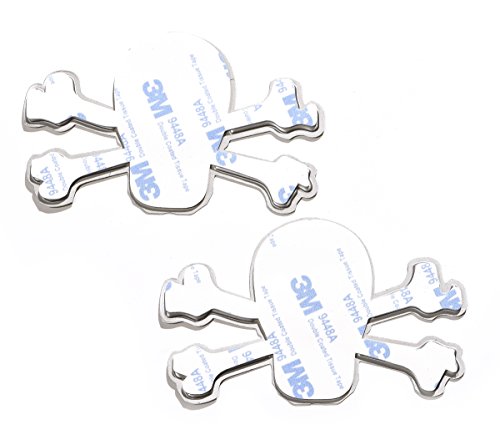 Chroma 1206 Emblemz Silver 6" X 8" Skull And Crossbones Stainless Steel Decal #TOP3