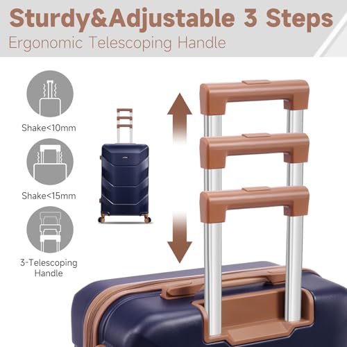 Hoteel 3-Piece Luggage Set with Spinner Wheels, Durable Carry On Suitcase Luggage with TSA Lock, Portable Lightweight ABS Luggages for Travel, Blue4