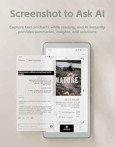 Image of V|Woods AiPaper eReader Reader 6.13 inch World's lightest 6.13'' Carta 1300 E-Ink Eink Reader : 4GM RAM and 128GB Storage : Adjustable Light
