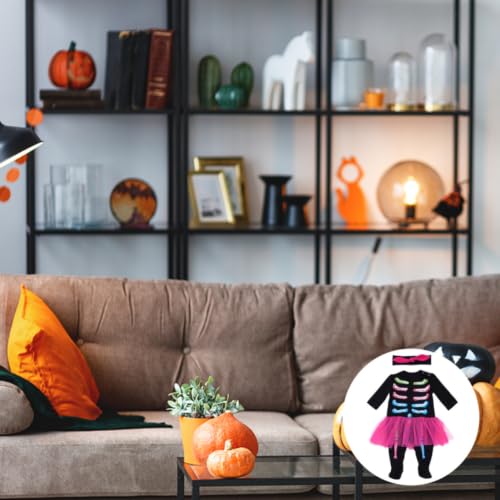 Mono de Halloween de algodón premium con cuello redondo elástico 7